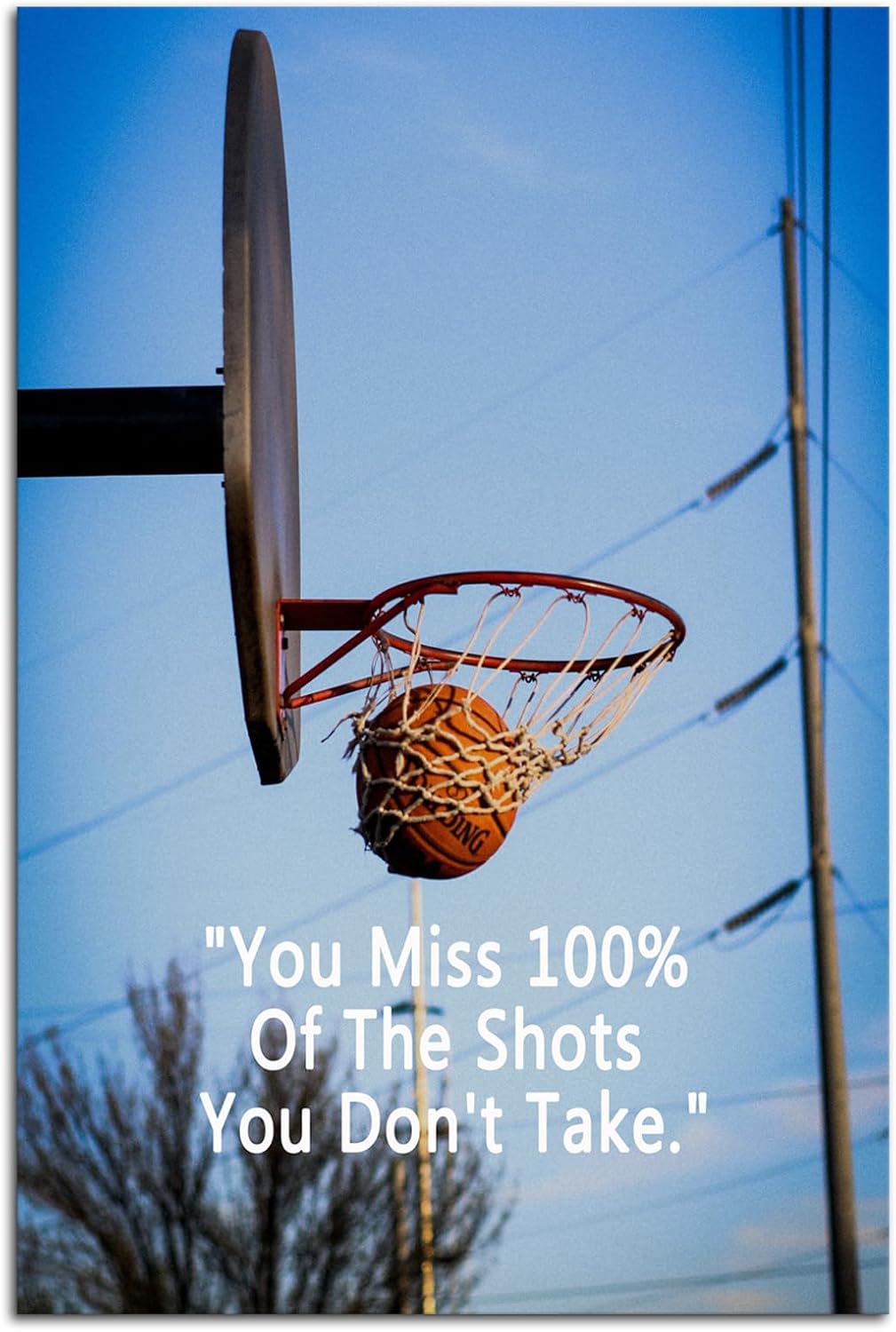 Inspirational Canvas Wall Art You Miss 100% Of The Shots You Don't Take Inspiring Poster Office Wall Decor Motivational Quotes Print Artwork Painting Picture Home Living Room Framed[12''W X 18''H]