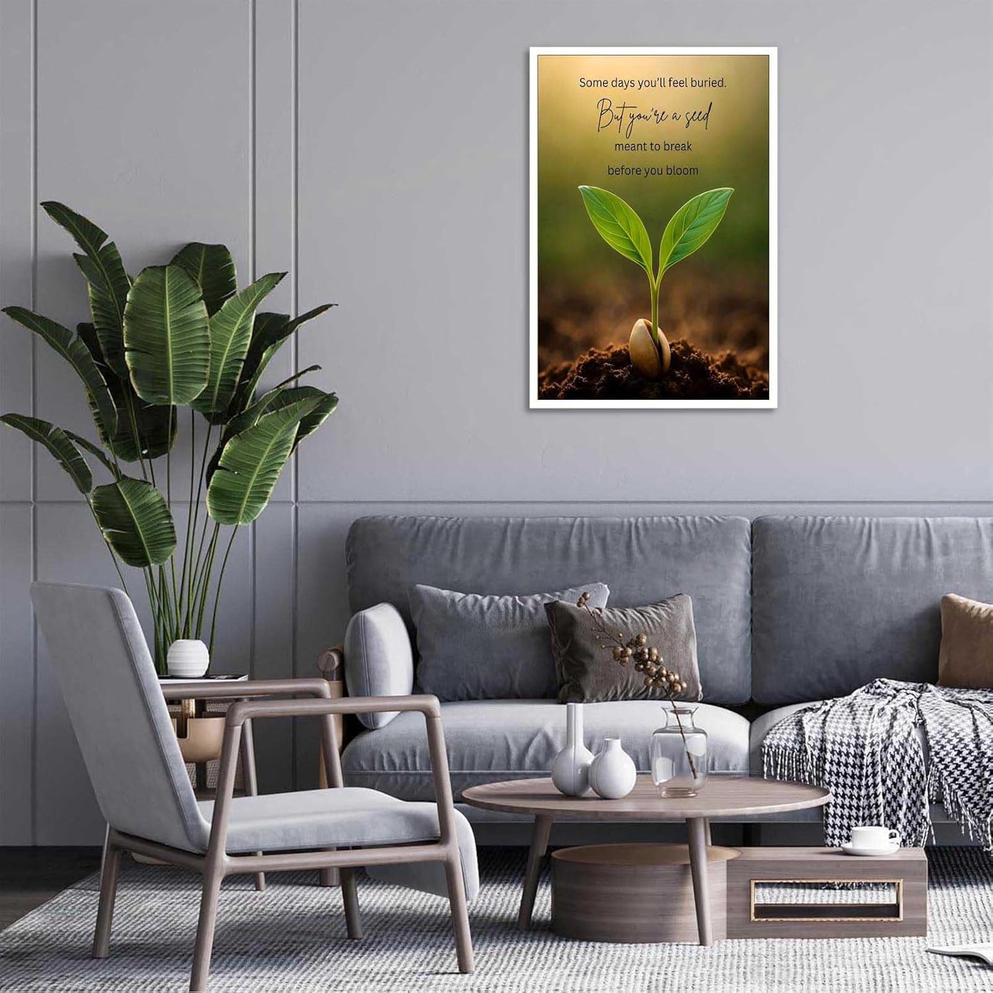 Inspirational Mental Health Poster Growth Mindset Wall Art Inspirational Text Seeds Prints Painting For School Office Wall Decor 16x24in Unframed