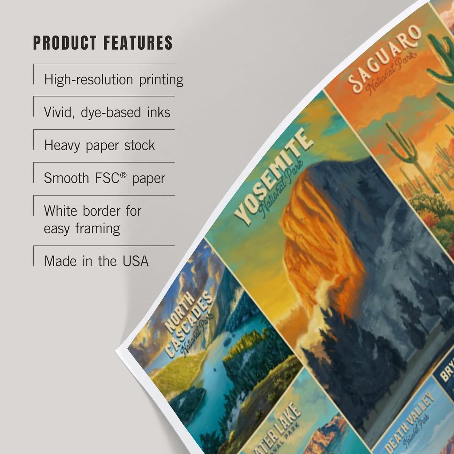 Lantern Press 12x18 Inch Art Print Wall Decor, Oil Painting National Park Series, Collage, Explore our National Parks