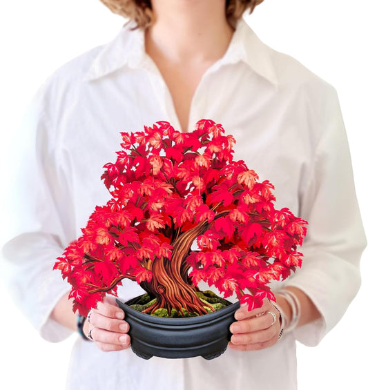 Freshcut Paper Pop Up Cards, Red Maple Tree, 12 Inch Life Sized Forever Flower Bouquet 3D Popup Greeting Card, Autumn Cards, Birthday Card, Blank Notecard & Envelope