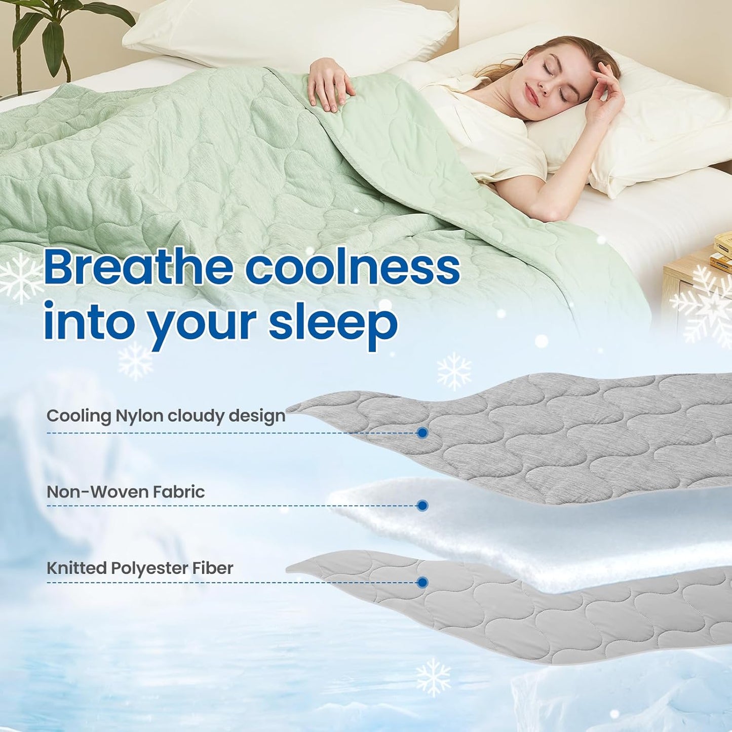 Cozy Bliss Cooling Dual-Sided Blanket for Hot Sleepers, Q-Max>0.46 Lightweight Soft Breathable All Seasons Double Side Cooling Throw for Night Sweats (Sage Green, 80"x90")