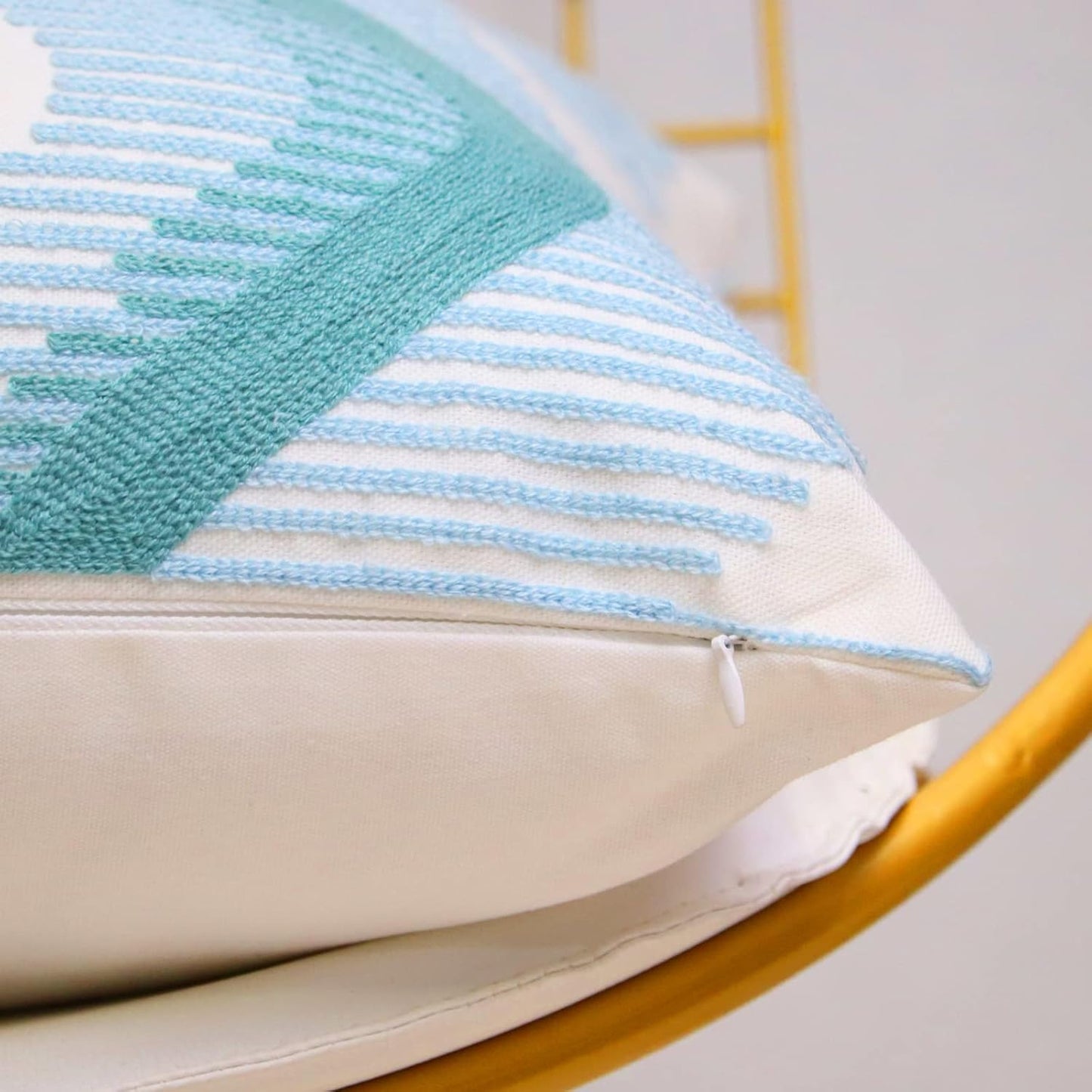 1 PCS Embroidered Throw Pillow Cover Cotton Decorative Square Cushion Cases Creative Luxurious Pillow Inserts for Home Sofa Bed and Chair 18 x 18 Inch (Gray)