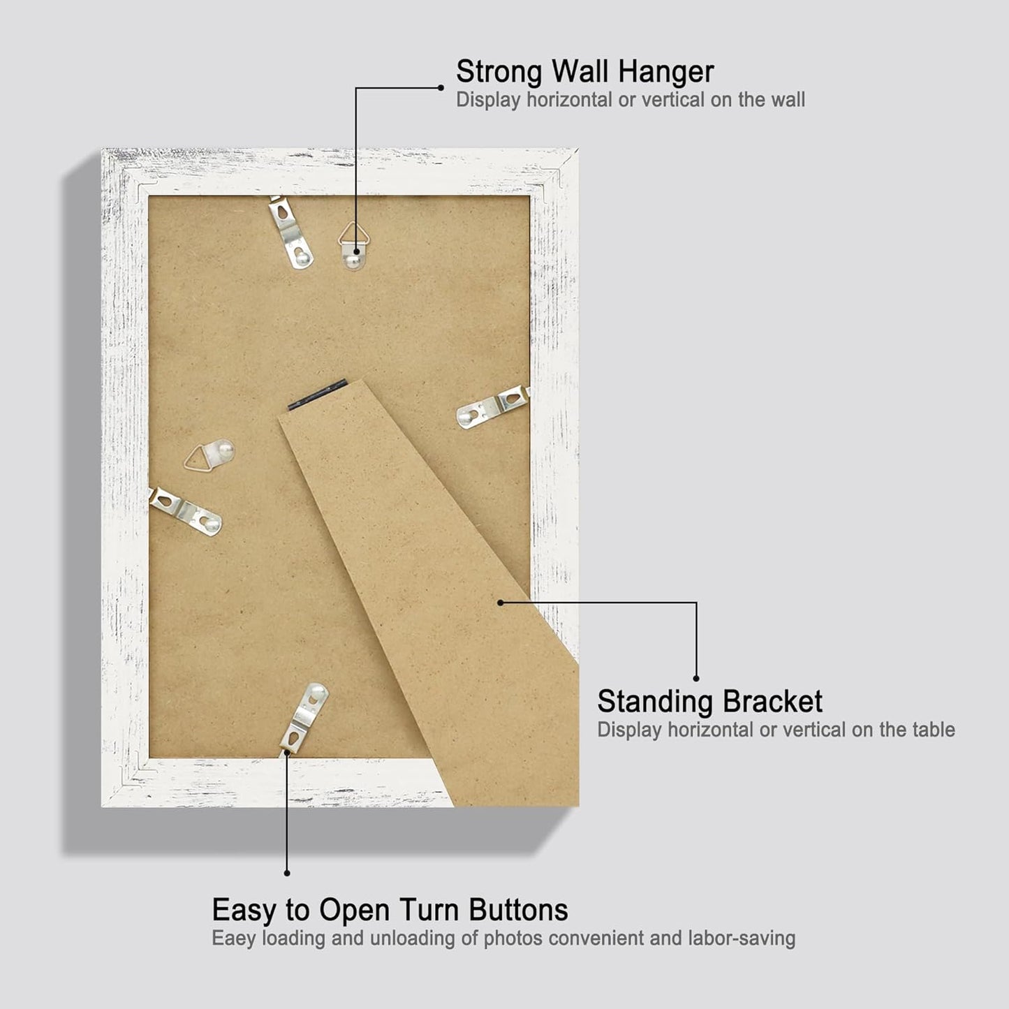 iRahmen 6x9 Picture Frame Set of 4, High Definition Glass Distressed White Frame, 6 x 9 Wood Photo Frames for Horizontal or Vertical Tabletop Display and Wall Mounting