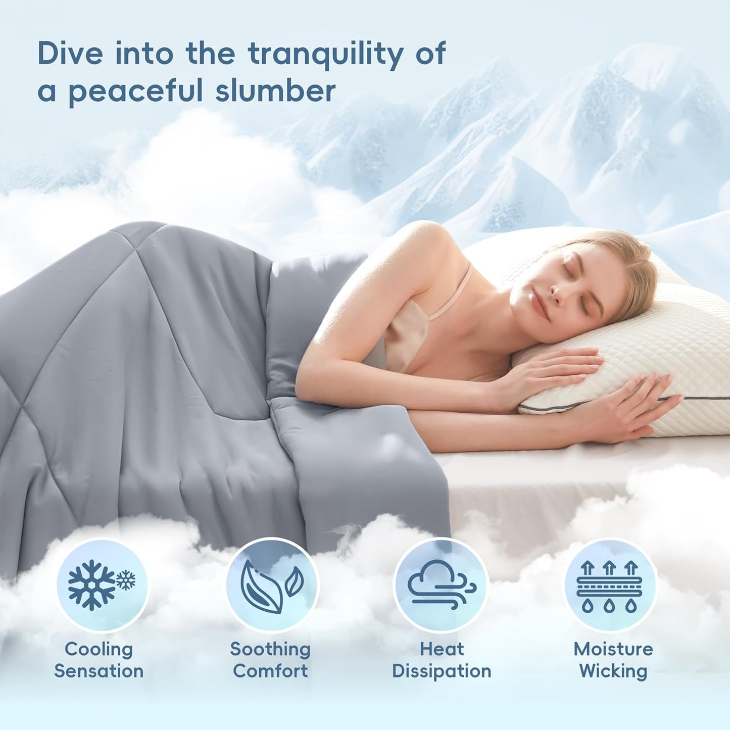 MASVIS Cooling Comforter King Size - Gray Lightweight Summer Cooling Blanket for Hot Sleepers Night Sweats, Double-Sided Cool Touch Soft Breathable Comforters, Q-Max 0.4 Cold Tech Ice Blanket 108"x90"
