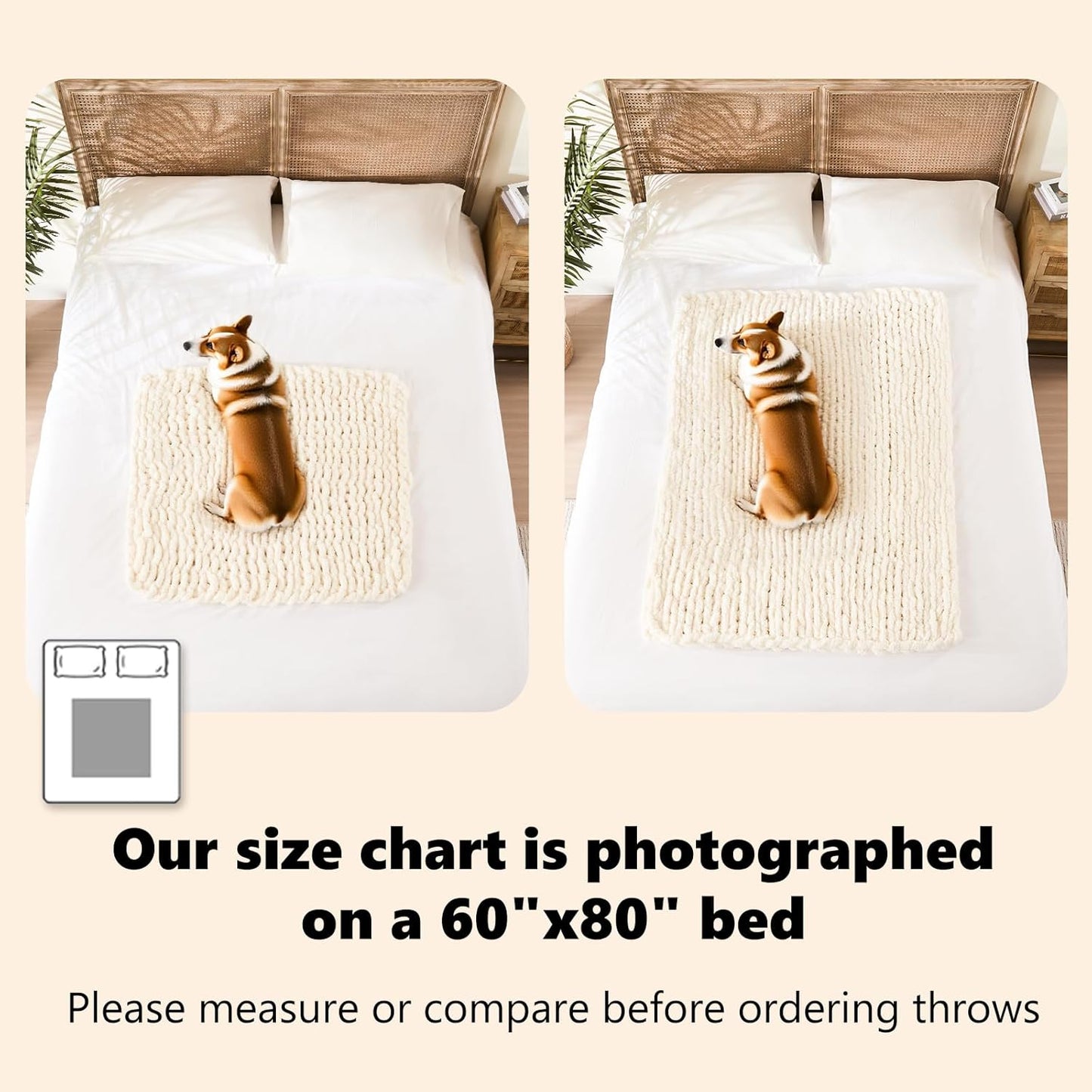 L'AGRATY Chunky Knit Blanket Throw - Soft Chunky Throw Blanket 30x40 inches: 100% Hand Kintted Chenile Crochet Throw Blanket for Couch - Large Cable Knit Chunky Blanket for Home Decor(Brown)