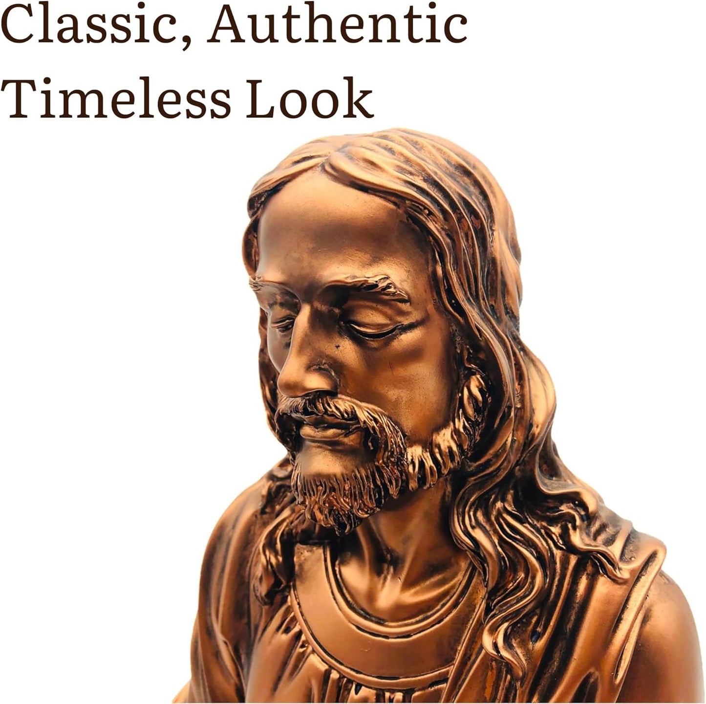 Jesus Statue 12" Bronze - Meditation Statue Decor - Jesus Figurine for Any Room - Great Gift for Christians or Spiritual Friends.