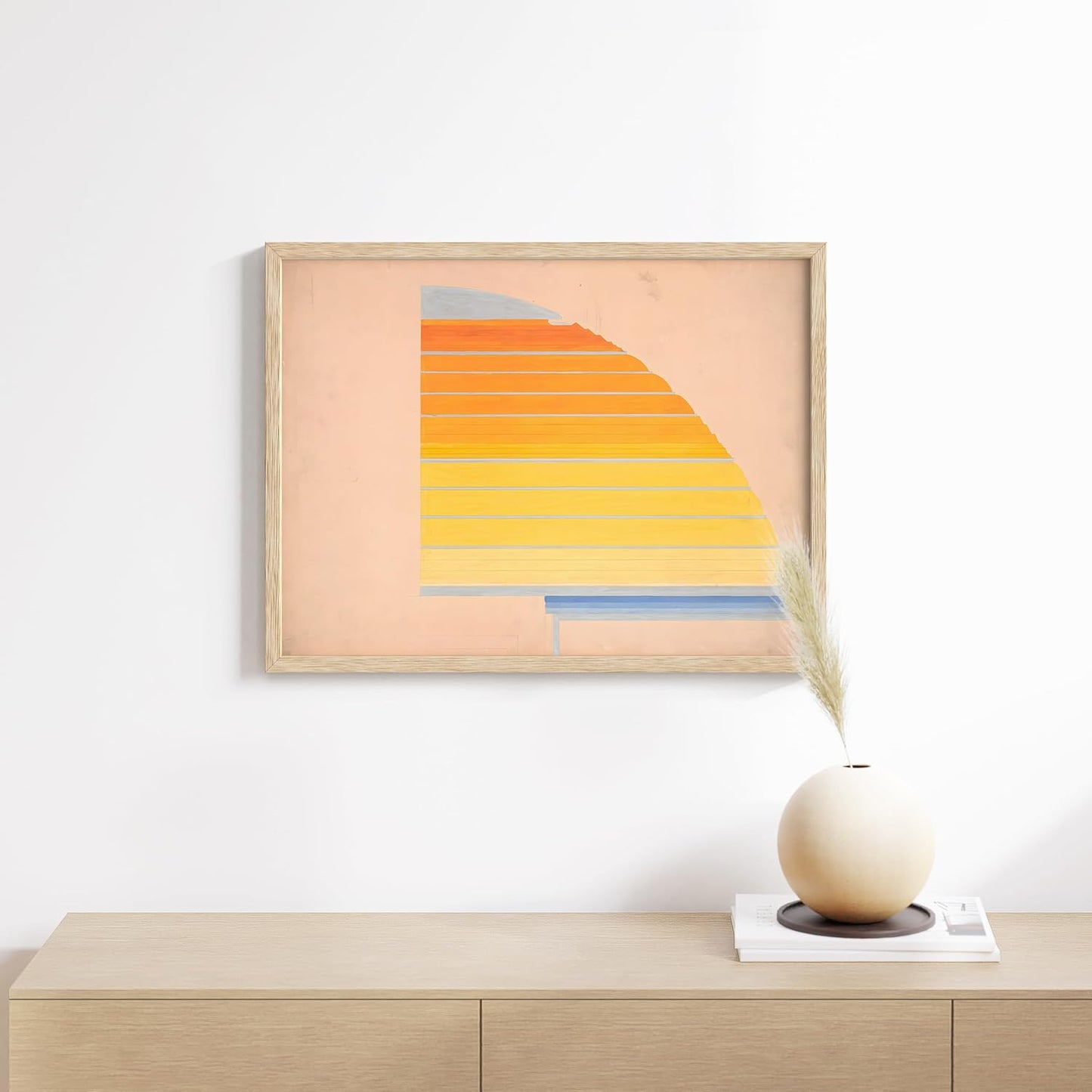 HAUS AND HUES Colorful Abstract Wall Art - Minimalist Retro Picture for Living Room Decor, Red and Pink Modern Wall Art Painting (Winold Reiss, Beige Frame, 12x16)