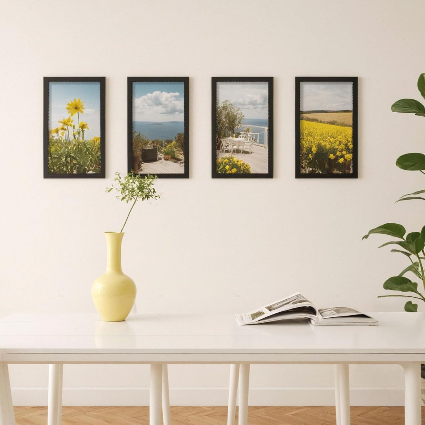 KINLINK 8.5x14 Picture Frame Black, Solid Wood Frames with Acrylic Plexiglass, Tabletop and Wall Display Photo Frame, Set of 4