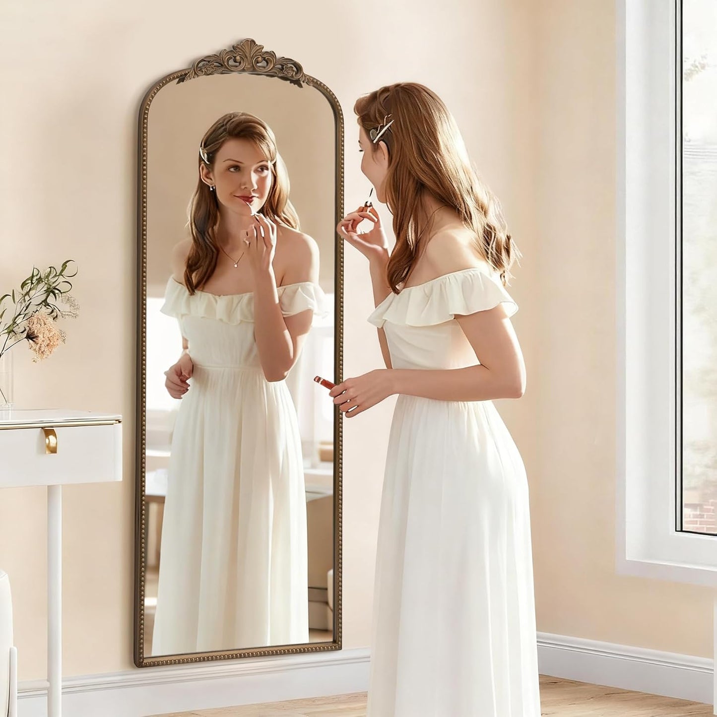 Micasso Gold Full Length Mirror: 56''x21'' Baroque Antique Floor Mirror - Traditional Ornate Vintage Long Mirrors for Wall/Dressing Room/Bedroom/Entryway/Hallway - Home Decor for Living Room