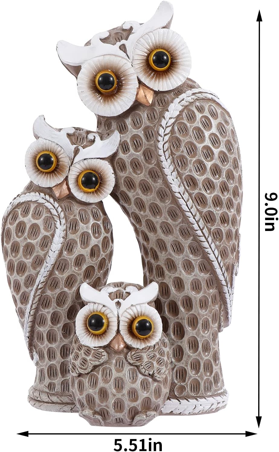 Cute Family of Three owl Figurines Home Décor Owl Statues Décor for Shelf Gifts Decoration for Birds Lovers Home,Office, Bookself