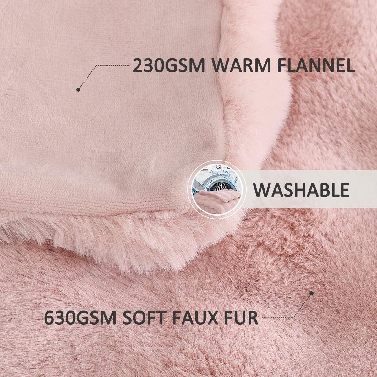 Faux Fur Throw Blanket Light Pink 90x108 Bed Couch