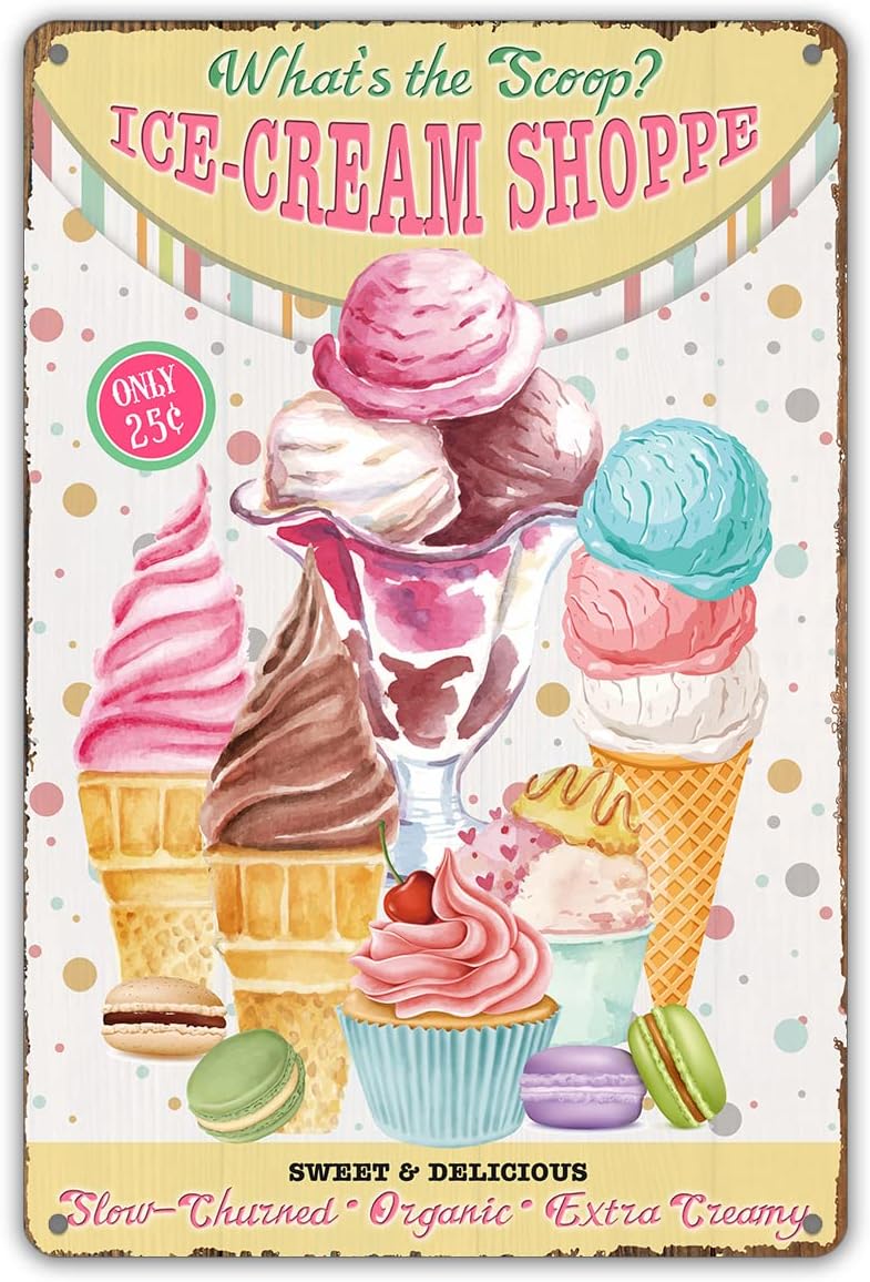 Funny Ice Cream Metal Tin Sign Wall Decor Sweet and Delicious Retro Sign for Home Decor Gifts