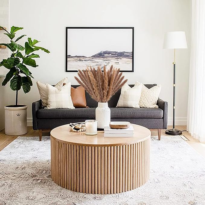 17" Pampas Grass, Uieke 30pcs Natural Dried Artificial Flowers Arrangements Large Reed Plumes Long for Home Wedding Party Decoration Wreath Vase Boho Decor Brown