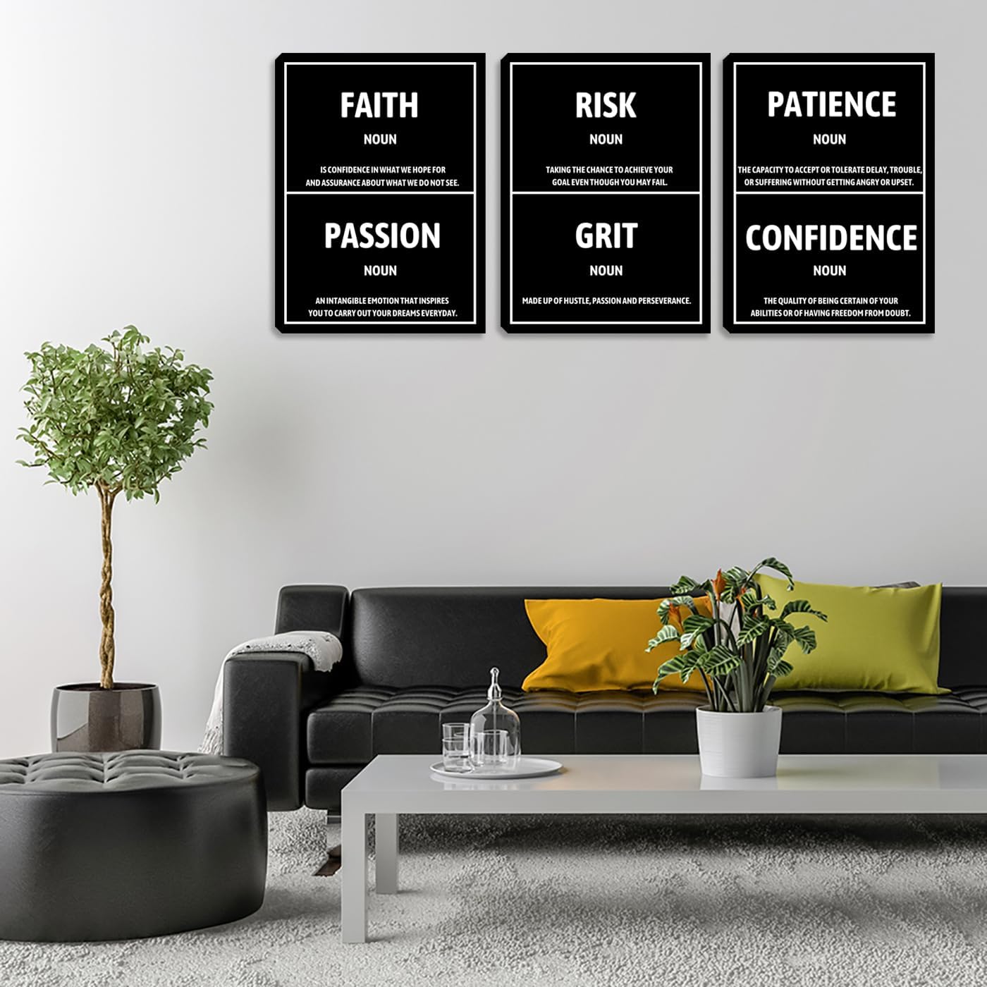 Inspirational Framed Canvas Wall Art Painting Artwork Motivational Positive Quotes Prints Posters Picture Black Home Painting Wall Decor for Living Room Bedroom Office Gym Decoration (72" Wx36 H)