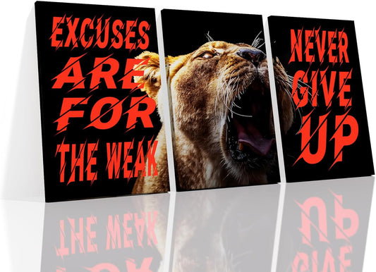 Inspirational Canvas Wall Art Excuses Are For The Weak Poster Print Entrepreneurs Quotes Picture Painting Talent Phrase Wall Decor for Office School Wall Decoration Stretched and Framed [48''Wx24''H]