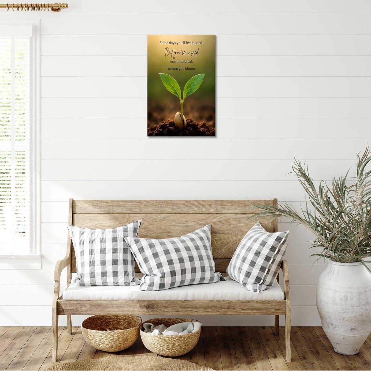 Inspirational Mental Health Poster Growth Mindset Wall Art Inspirational Text Seeds Prints Painting For School Office Wall Decor 12x16in Framed