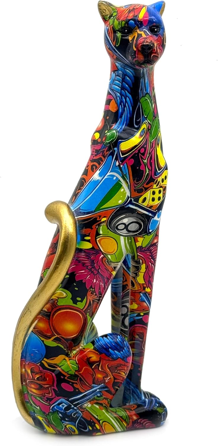 Colorful Leopard Statue Art Figurine Sculpture Collectible Gifts for Leopard Lover Office Home Decor Desk Accessories Decoration Garden Figurines Outdoor Decor (Color C)