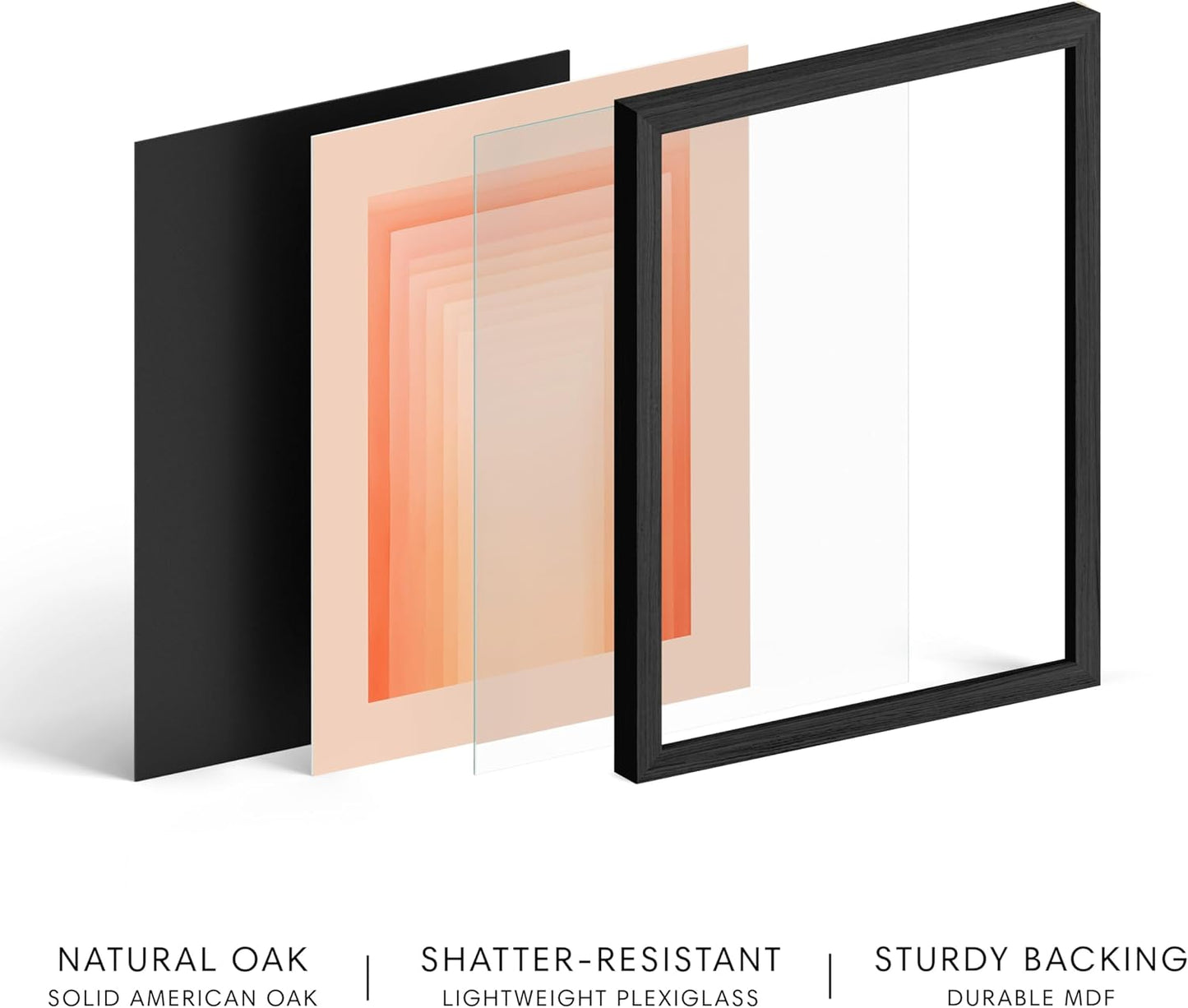 HAUS AND HUES Colorful Abstract Wall Art - Minimalist Retro Picture for Living Room Decor, Red and Pink Modern Wall Art Painting (Pink Geometric, Black Frame, 11x14)