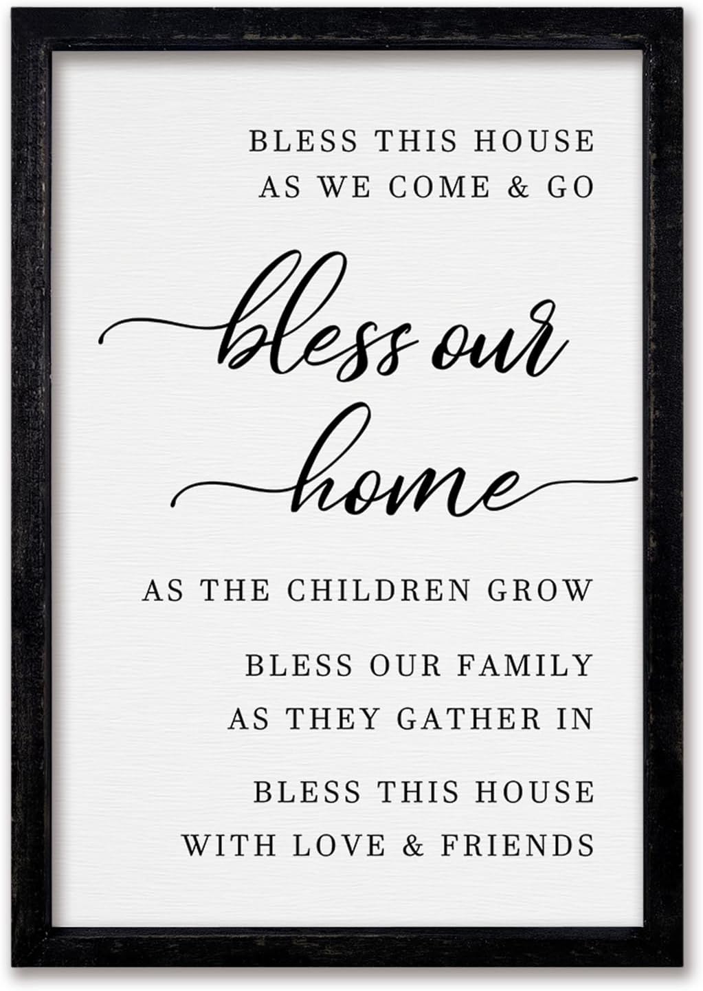 comurdyo Bless This Home Wall Decor 16"×11" Modern Rustic Farmhouse Inspirational Blessing Sweet Family Quote Scripture Sign For Living Room Bedroom House Wall Art Hanging (Black)