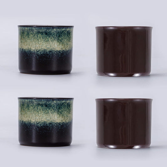Espresso Cups Set of 2, Ceramic Espresso Cups, Expresso Shots Cups, 2.5oz Tea Cups, Demitasse Cups (4, magic blended)