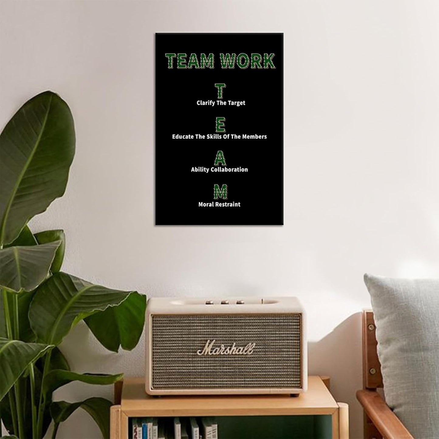 Inspirational Canvas Wall Art Team Work Motivational Entrepreneur Quotes Poster Print Positive Theme Artwork for Modern Home Bedroom Bathroom Wall Picture Painting Stretched and Framed [12''Wx18''H]