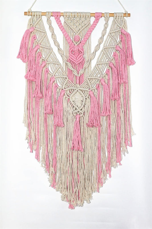 BMIDRUT Macrame Woven Wall Hanging Tapestry Boho Wall Art Handmade Macrame Tapestry for Wedding Bedroom Living Room Background Wall 17x30 Inch