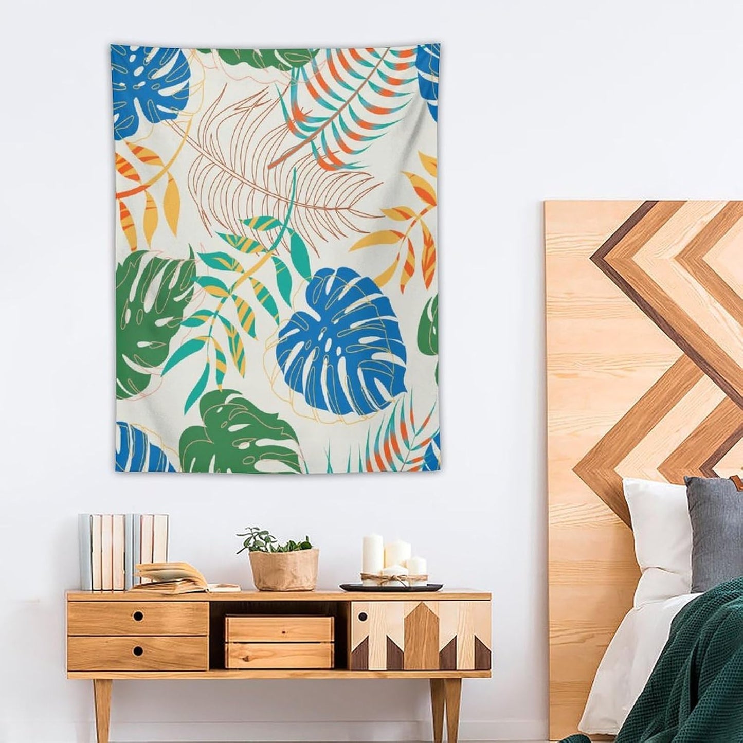 ICMOLYYENLO Tropical Green Plant Tapestry, Green Palm Leaves Natural Landscape Print Wall Tapestry for Bedroom Living Room Dormitory 30x40 Inch