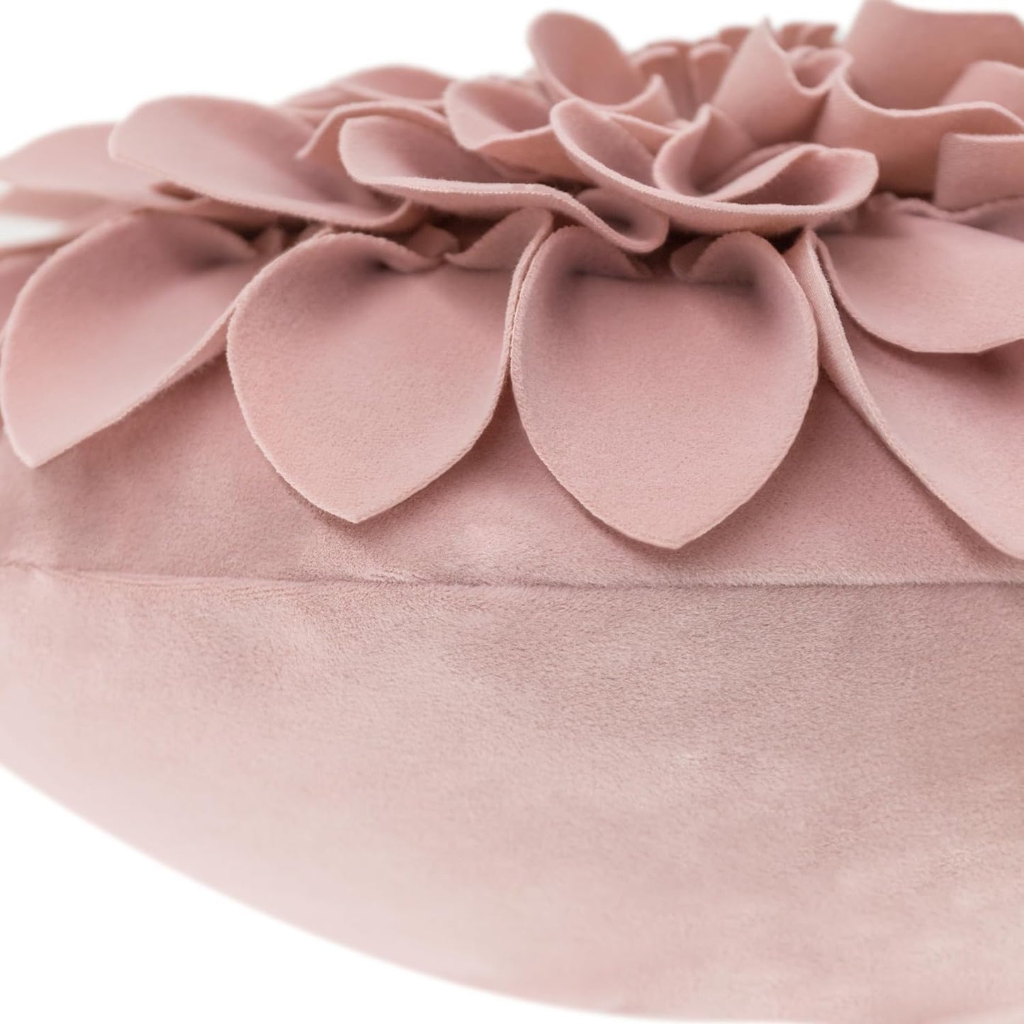 JWH Handmade 3D Flower Throw Pillow Covers Aesthetic Decorative Round Dahlia Accent Pillow Cases Soft Velvet Pillowcase Stereo Cushion for Bed Couch Bedroom Decor Sham 12 Inch Dusty Pink