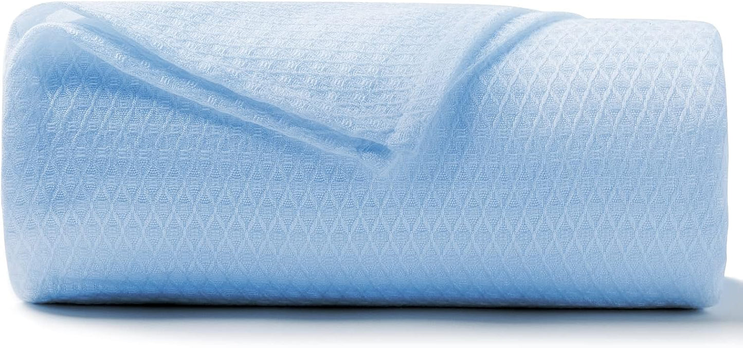 DANGTOP Cooling Blankets, 100% Rayon Derived from Bamboo, Absorbs Body Heat to Keep Cool on Warm Night, Ultra-Cool Lightweight Blanket(79x91 inches, Blue)