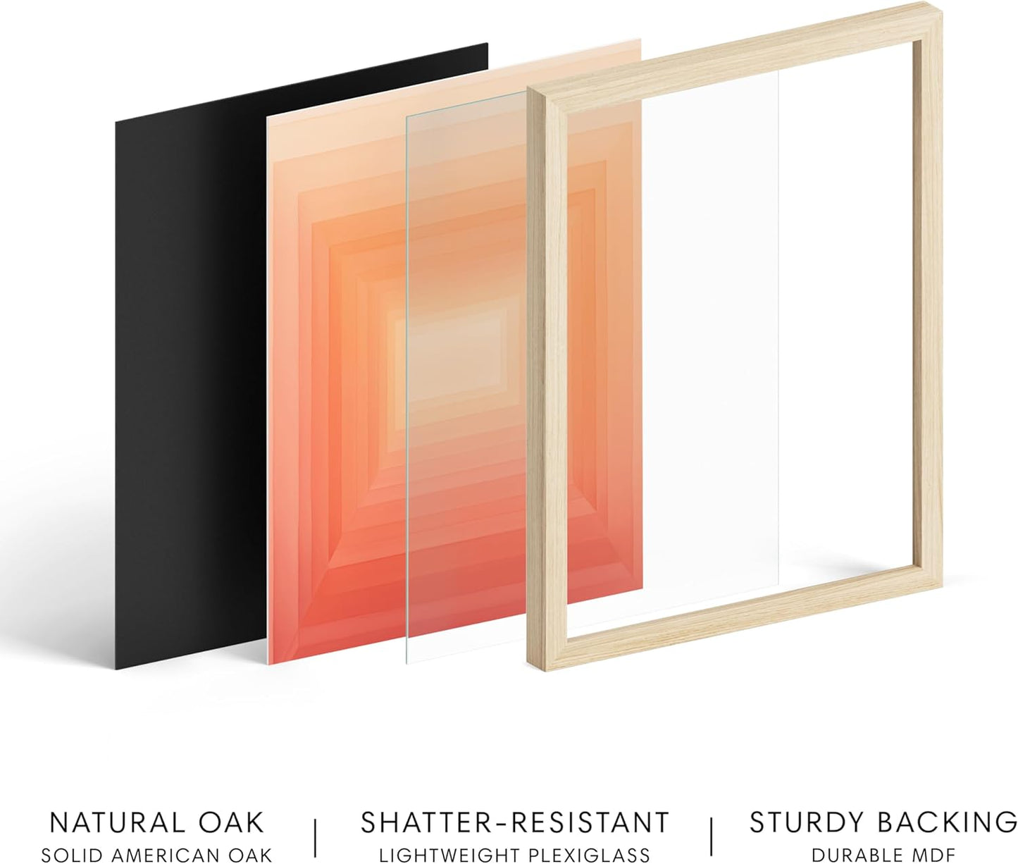 HAUS AND HUES Colorful Abstract Wall Art - Minimalist Retro Picture for Living Room Decor, Red and Pink Modern Wall Art Painting (Pink Geometric 2, Beige Frame, 16x20)