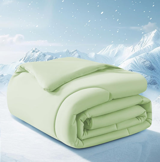 Cooling Comforter Twin/Twin XL Size, All Season Blanket for Hot Sleepers, Lightweight Comforter for Night Sweats, Double-Sided Cooling Bedding for Bed, Sofa, Office, Camping (Sage Green,68"*80")