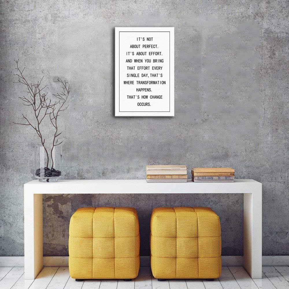 Inspirational Quote Canvas Wall Art Office Decor Motivational It's Not About Perfect It's About Effort Canvas Print Positive Painting Artwork Living Room Home Wall Decor Framed [12''W X 18''H]