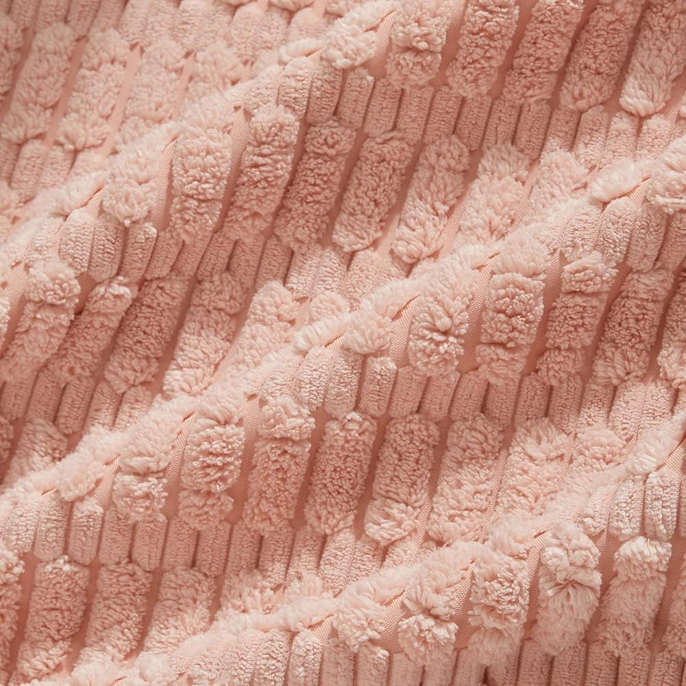 Fancy Homi 4 Packs Boho Pink Decorative Throw Pillow Covers 16x16 Inch for Living Room Couch Bed Sofa, Rustic Modern Farmhouse Home Decor, Soft Plush Corduroy Cute Square Cushion Case 40x40 cm