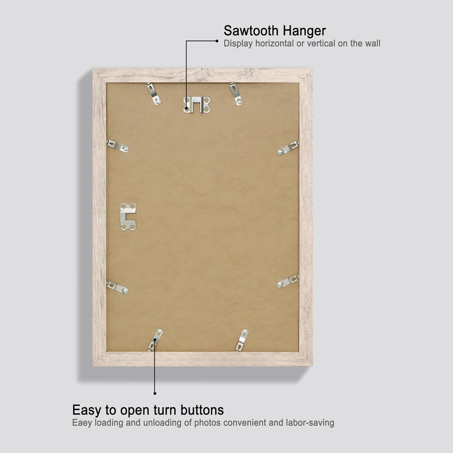 iRahmen 10x14 Picture Frame Set of 4 with Tempered Glass, Smoke Gray Frame Display 8x12 Picture with Mat or 10 x 14 Without Mat, Wood Rustic Photo Frames for Horizontal or Vertical Wall Mounting