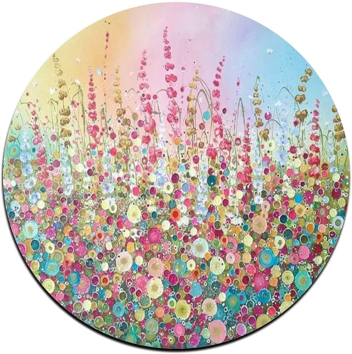 Colorful Watercolor Flowers Round Coaster Set - Made of Recycled Rubber - Set of 4