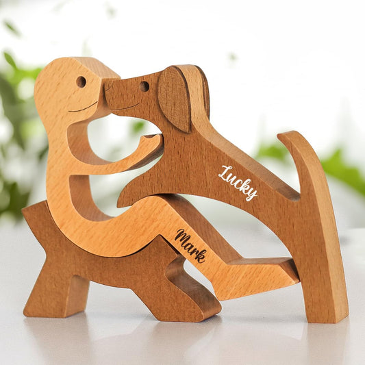 DOPTIKA Personalized Statue Home Decorations, Wooden Table Decor Sculpture, Wooden Pet Carvings, Dog Memory Statues Home Decor, Gifts for Dog Lovers, House Warming Gifts Ideas