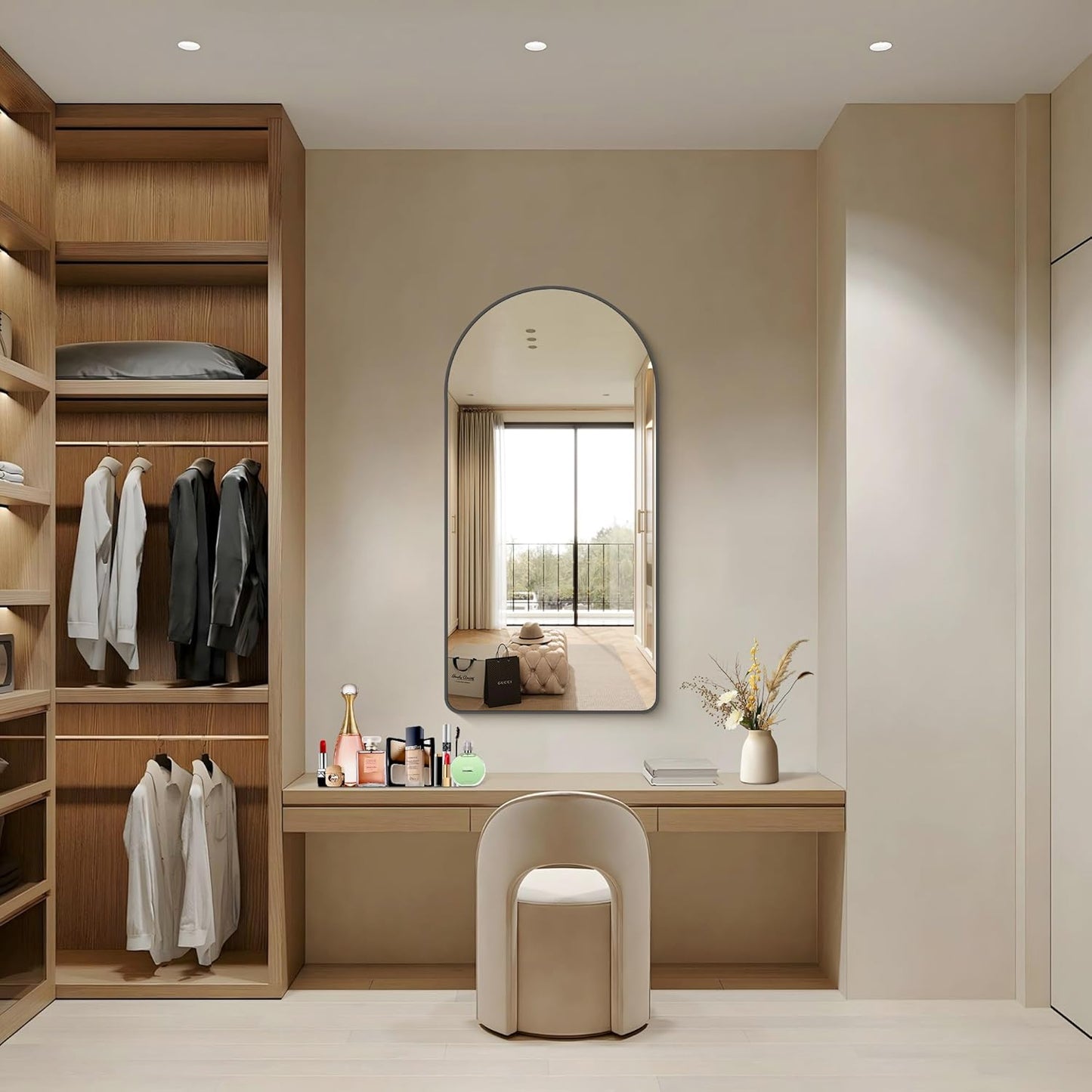 FORBATH Arched Mirror 24x48 Inch, Black Arched Mirror Wall Mounted Modern Black Aluminum Frame Decor Large for Dresser Bedroom Living Room Entryway, Hanging or Leaning Against Wall