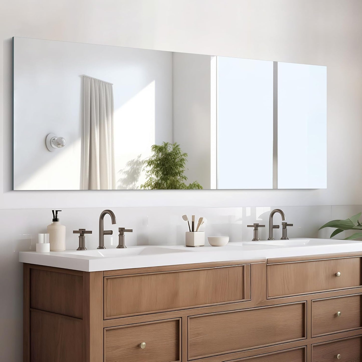 Frameless Mirror, 24x60 Inch Large Bathroom Mirrors for Wall, Upgraded Shatterproof Rectangle Vanity Mirror Over Sink with Polished Edge for Bathroom,Bedroom,Living Room and Entryway