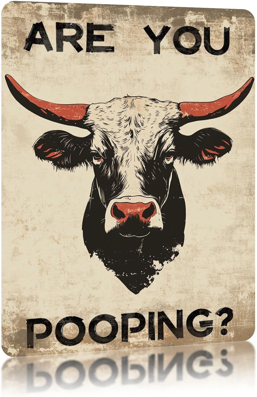 Funny Bathroom Metal Signs Highland Cow Are You Pooping Vintage Tin Sign Wall Decor for Home Washroom Bar Farmhouse 8×12 Inch
