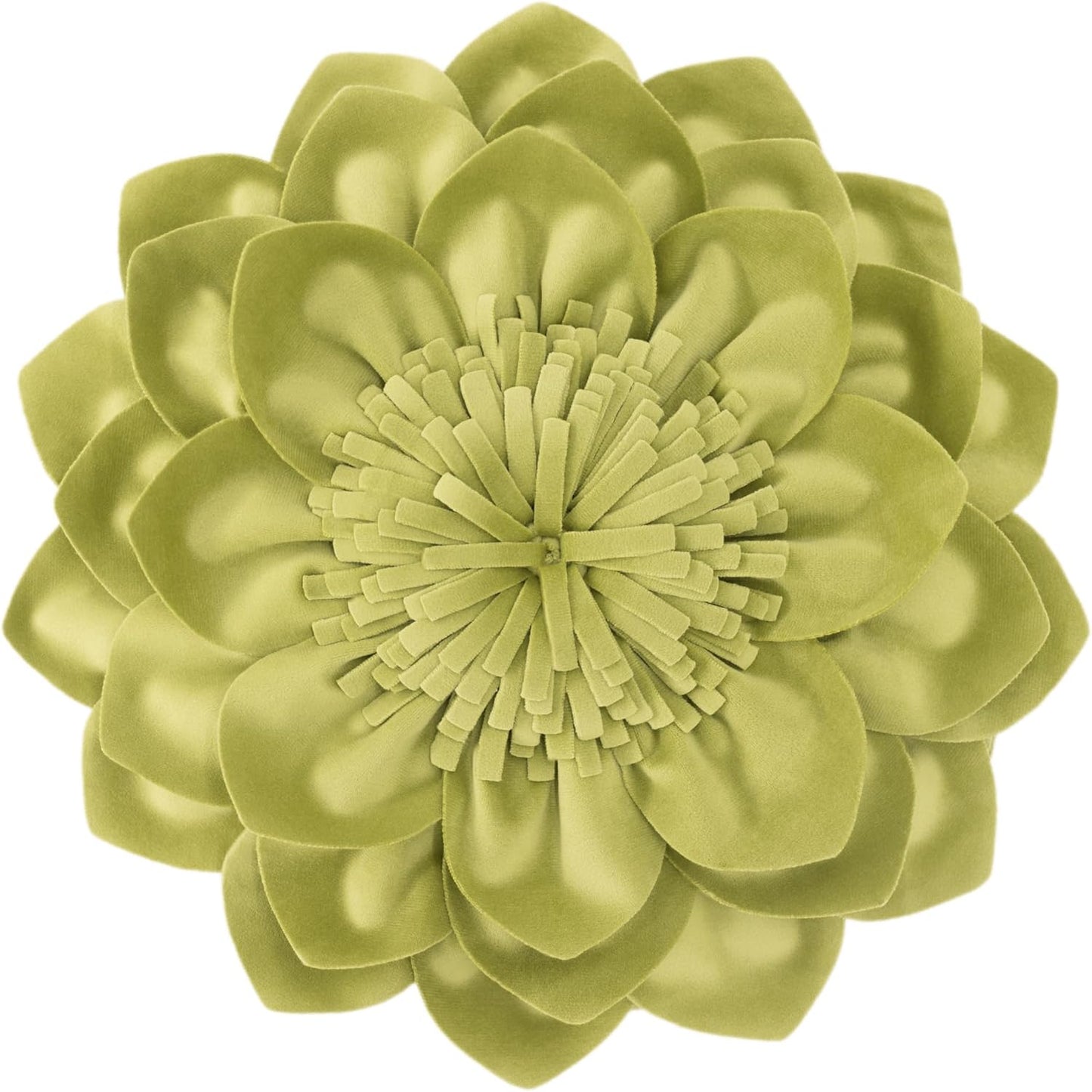 Decorative Throw Pillow 3D Flower Round Pillow Accent Handmade Cushion with Insert for Couch Bed Home Decor 14 Inch Green