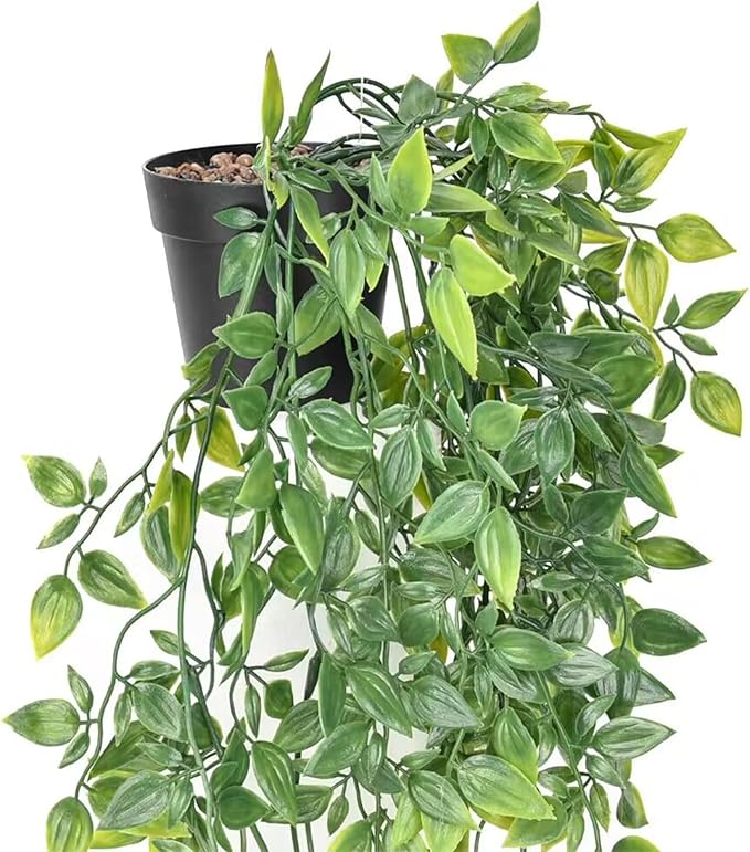 BLEUM CADE Fake Hanging Plants, 2pcs Artificial Hanging Potted Plant, Faux Mandala Vines Hanging Plant Greenery for Wall Shelf Home Living Room Indoor Outdoor Decor