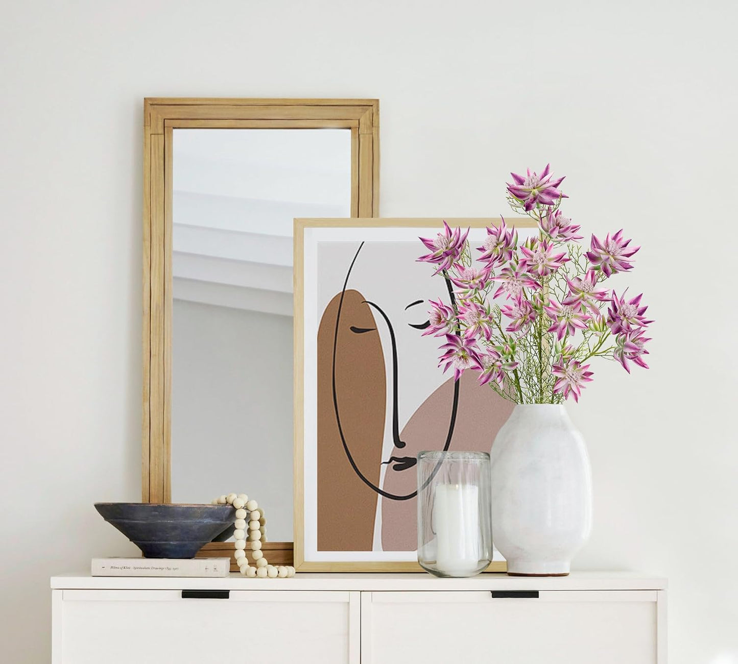 Hollyone 3Pcs Purple Artificial Flowers Silk 26.3" Fake Protea Flower with Long Stem Faux Flowers Arrangement Branch with 6 Heads for DIY Wedding Party Table Centerpiece Floral Bouquets Home Decor