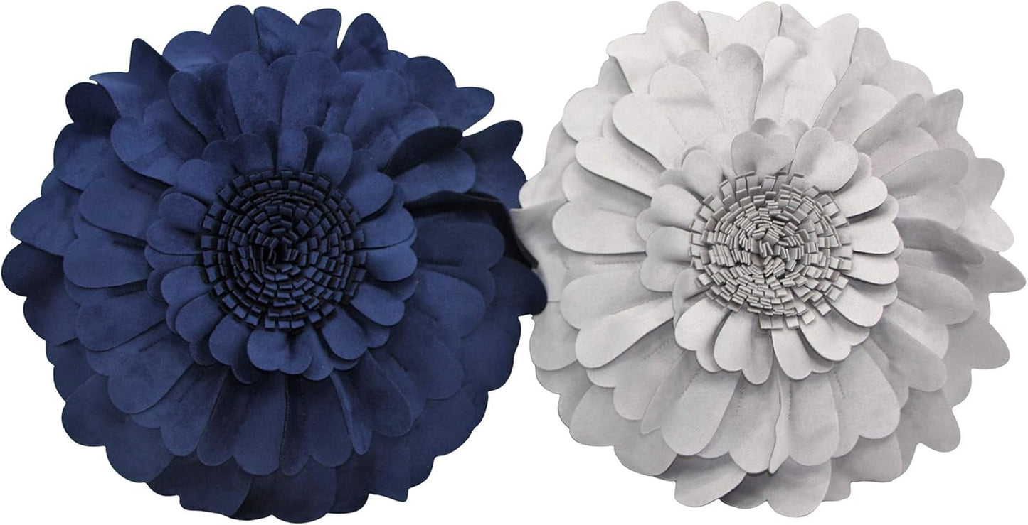 Contempo Lifestyles 3D Round Throw Pillow - Sweetheart Flower Pillow, Grey, 13 Inch