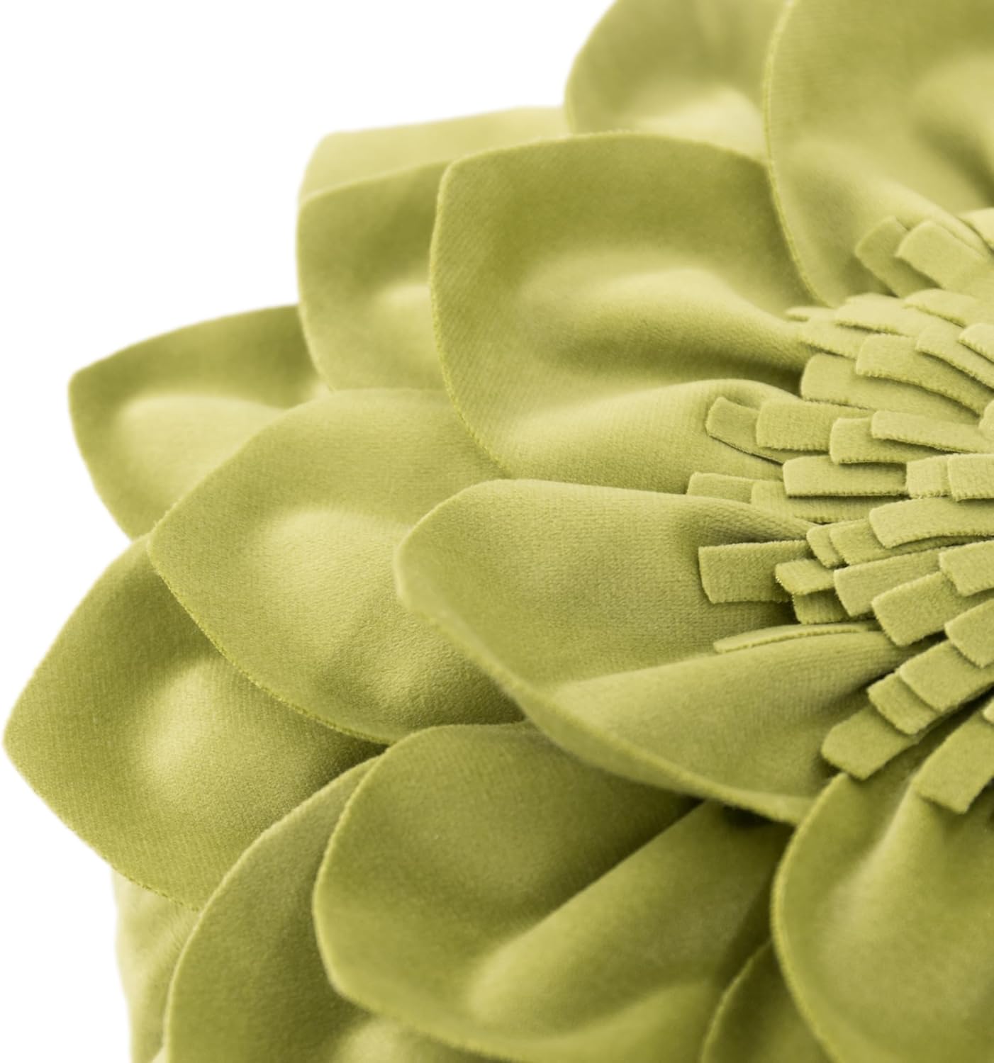 Decorative Throw Pillow 3D Flower Round Pillow Accent Handmade Cushion with Insert for Couch Bed Home Decor 12 Inch Green