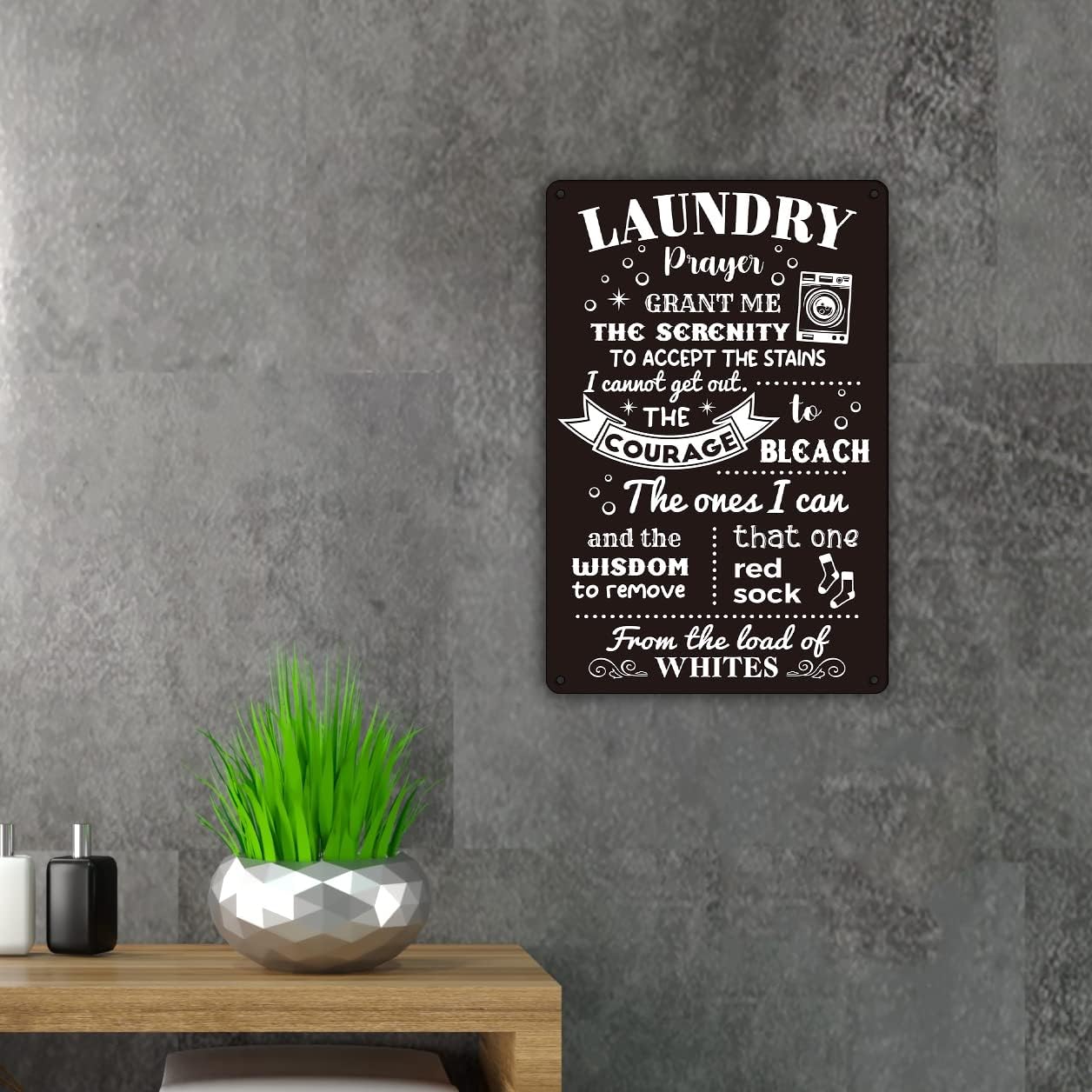 Funny Laundry Room Quote Metal Tin Sign Wall Decor, Laundry Prayer Grant Me the Serenity to Accept Laundry Room Sign for Home Decor Gifts