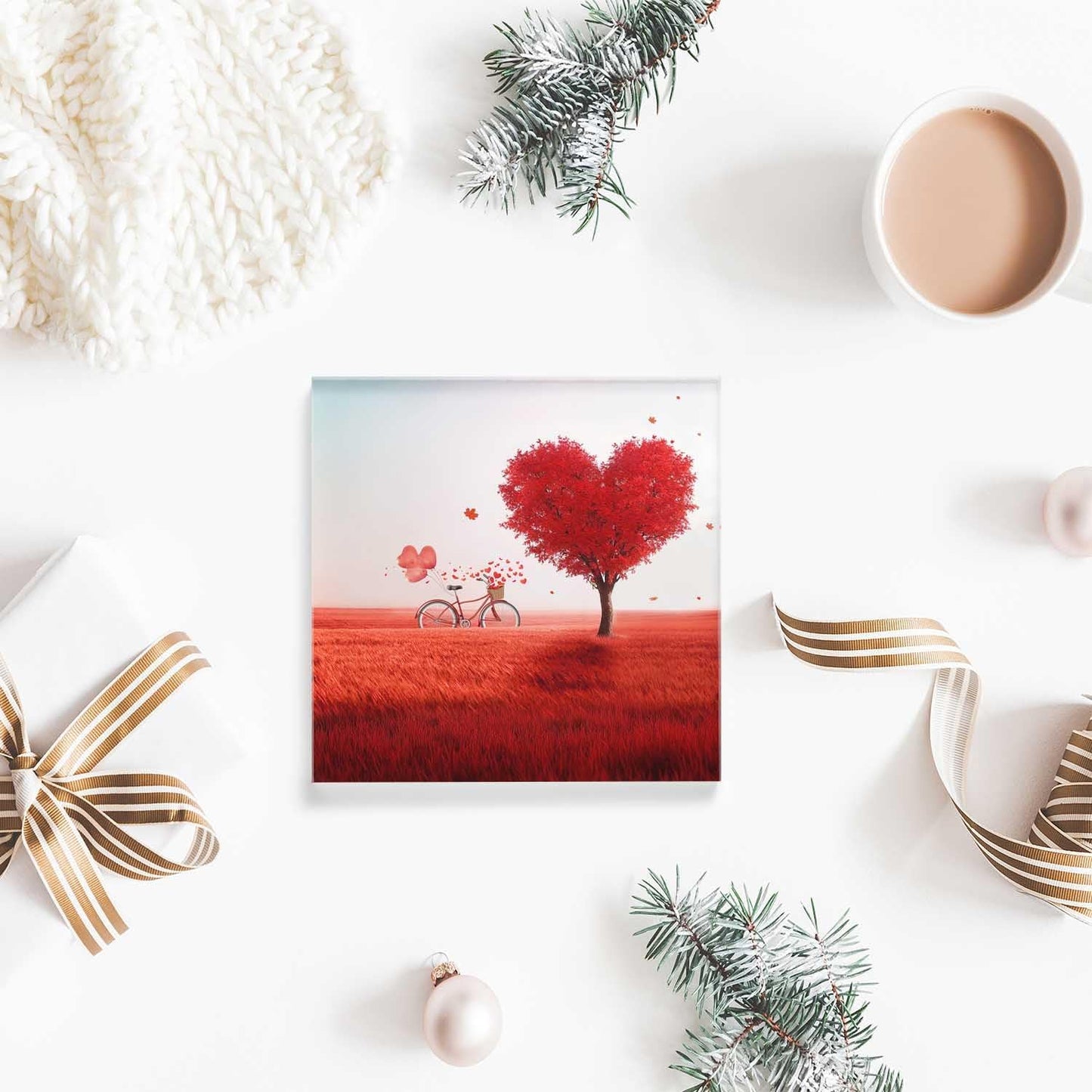 NOHSHE Clear Acrylic Decor Red Tree of Love Valentine's Day Present - Housewarming Presents - Valentine's Day Presents for Girlfriend - Mother's Day Presents for Mom - Farewell Presents for Coworkers