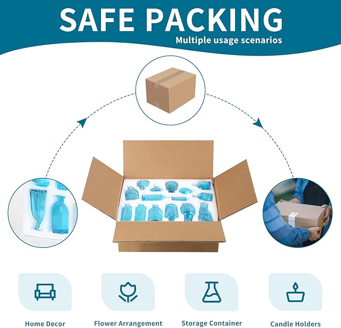 Glass Bud Vase Set, Mini Vases for Flowers, Bulk Vintage Mini Vases for Centerpieces Wedding Decor, Home Flower Décor, Candle Holders, Diffuse Bottles, Hydroponic, (Pack of 30,Sky Blue)