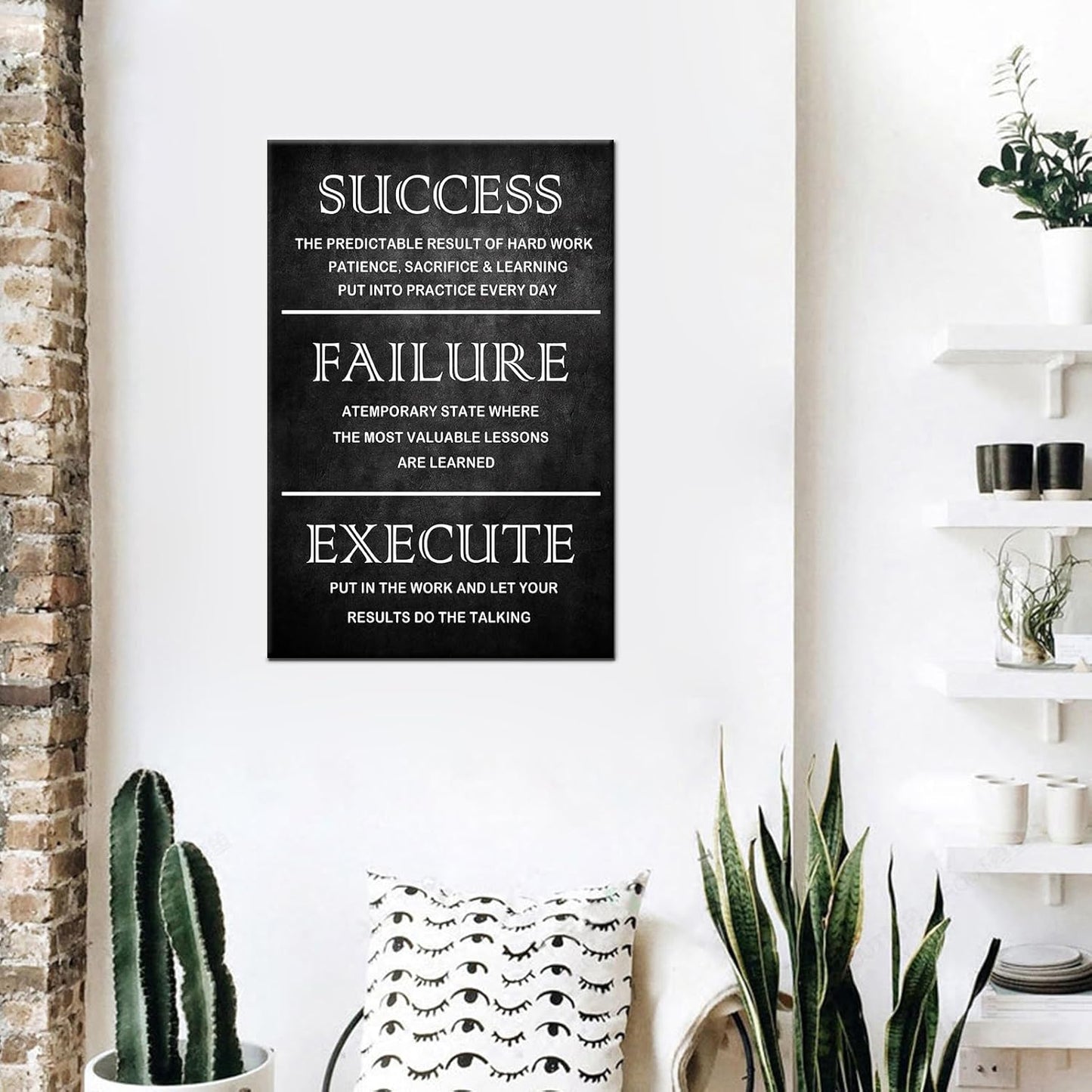 Inspirational Office Framed Wall Art Motivational Quotes Poster Inspiring Success Quotes Canvas Painting Print Artwork for Modern Living room Wall Decoration Ready to Hang [12''W x 18''H]
