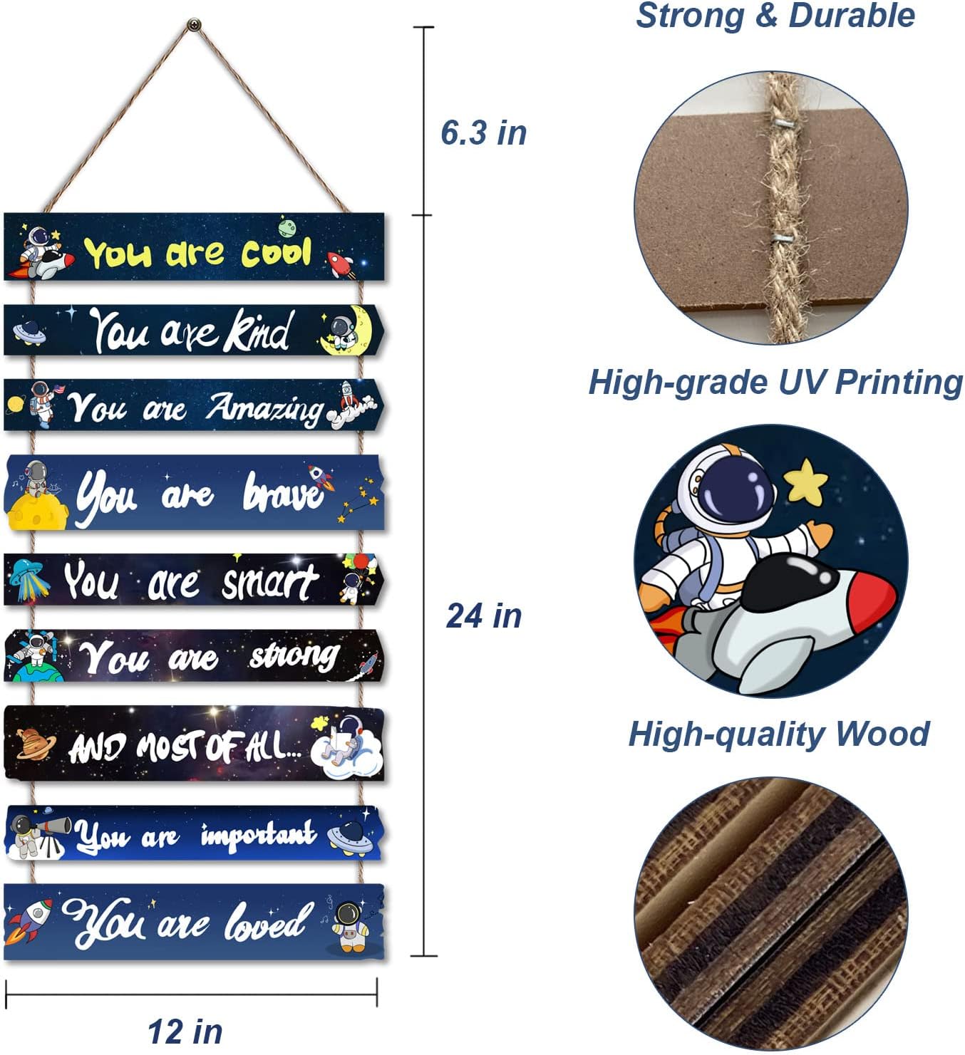 JEVUVU Outer Space Room Decor for Teen Boys Aesthetic, Cool Bedroom Wall Decor for Baby Boy, Navy Blue Kids Wall Art Signs, Fun Stuff Black Decorations for Nursery Bed Room Dorm Classroom Bathroom