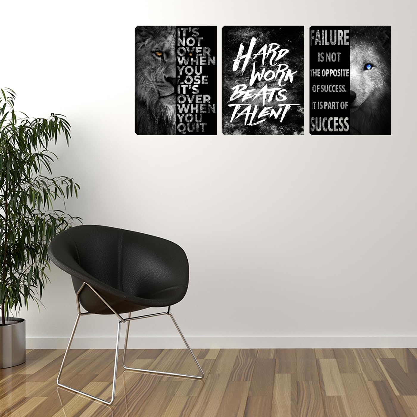 Inspirational Wall Art Framed Canvas Wall Art for Men Positive Quote Office Decor Motivational Poster 3 Pieces Living Room Bedroom Painting Wall Decor Print Picture Poster Framed Artwork (48"Wx24"H)